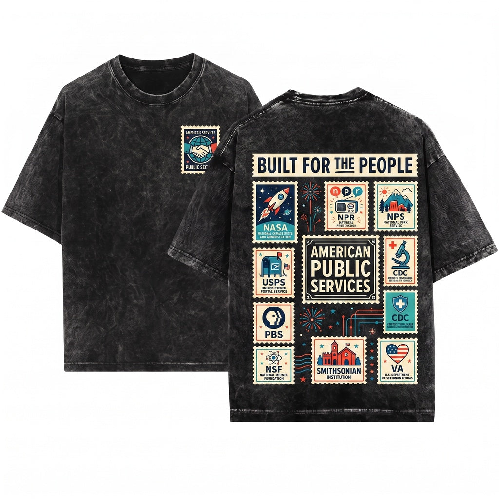 Vintage Stamps Protect Democratic Institution 4th of July Independence Day Unisex Wash T-Shirt