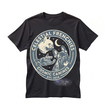 Vintage Three French Bulldog Moon Retro Graphic Funny Oversized Dog Unisex TShirt