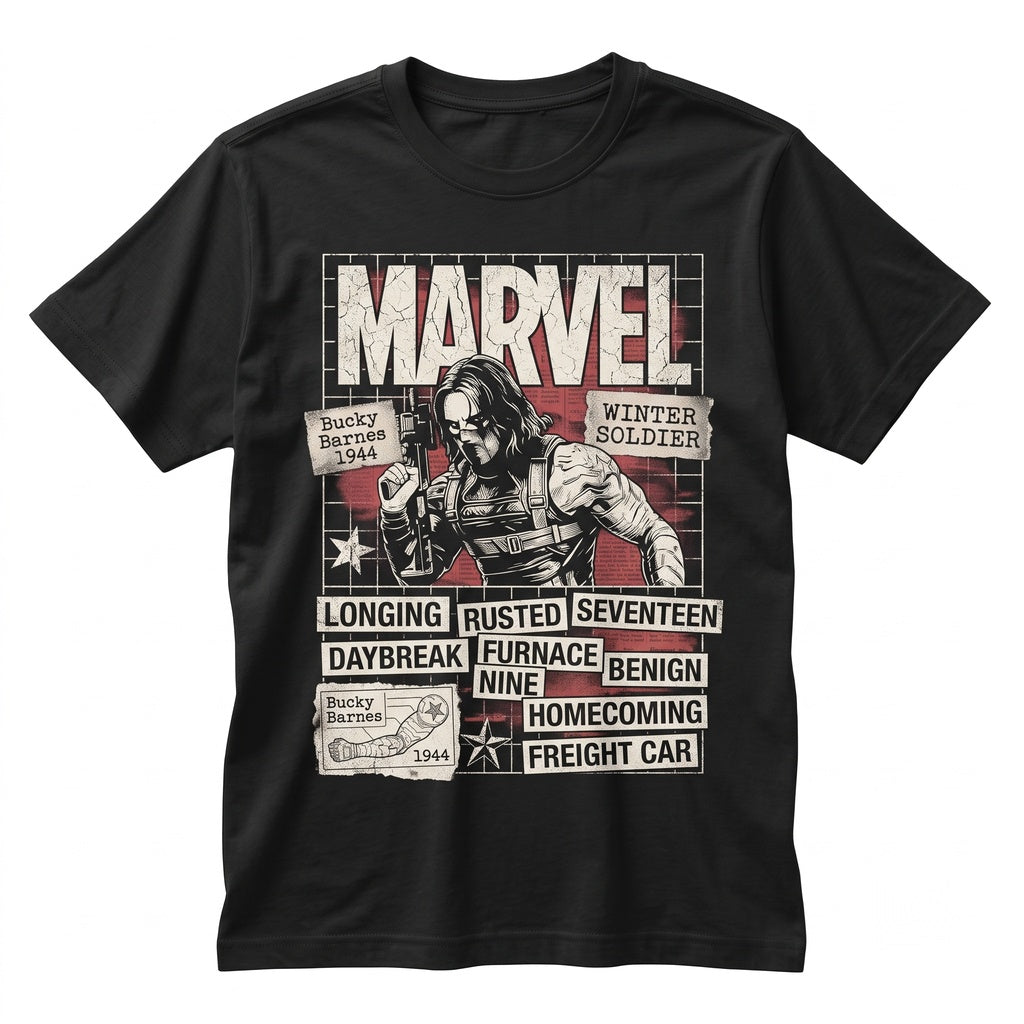 Vintage Bucky Barnes Retro Graphic Superhero Assassin Apparel Unisex TShirt