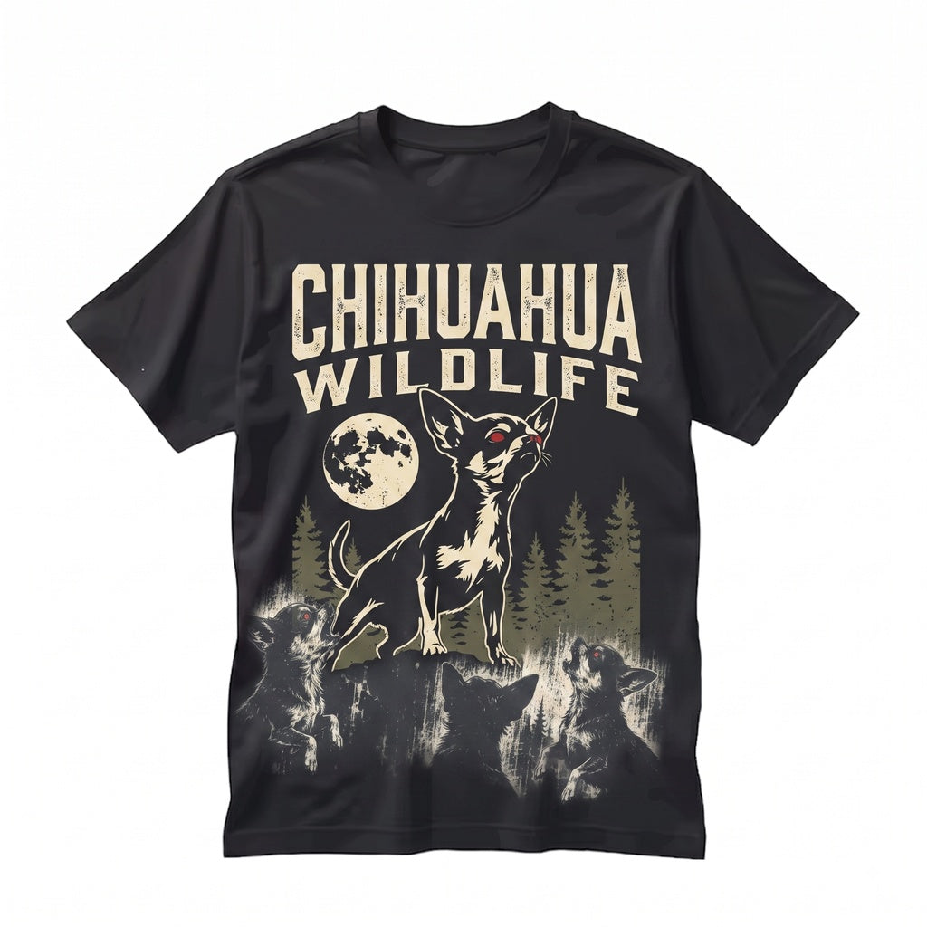 Vintage Gothic Chihuahua Dark Dog Mom Gift Spooky Halloween Full Moon Animal Graphic Unisex TShirt