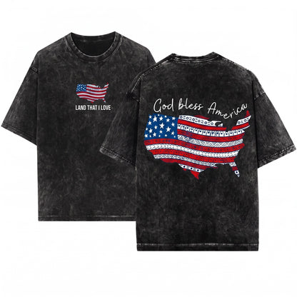 God Bless America Land That I Love 4th Of July Patriotic Flag Unisex Wash T-Shirt