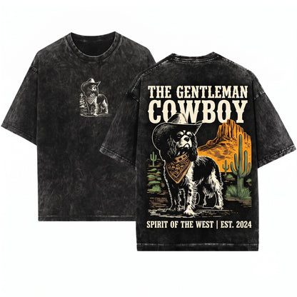 Western Cowboy Desert Wild West Cavalier King Charles Cavie Dog Mom Dad Owner Unisex Wash T-Shirt