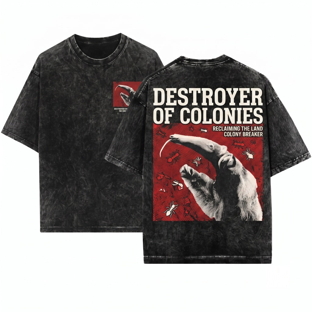 Destroyer of Ants Anteater Graphic Unisex Wash T-Shirt