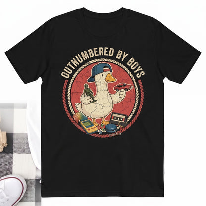 Funny Goose Mama Outnumbered Sons Gift Mothers Day Mom Mother of Boys Unisex TShirt