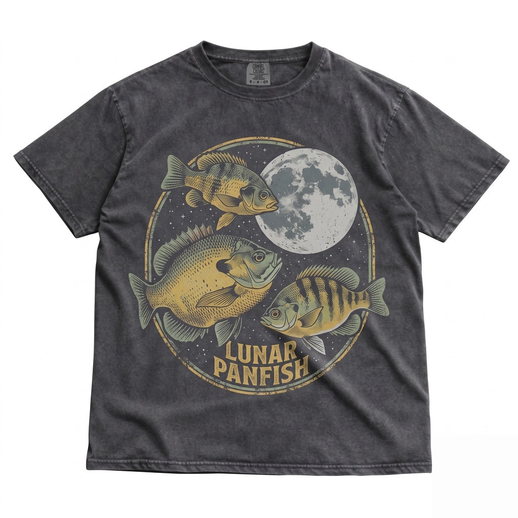 Three Bluegill Moon Lepomis Macrochirus Galaxy Fishing Hobbyist Gift Vintage Wash Retro Fish Angler Lover Graphic Unisex TShirt