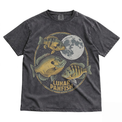 Three Bluegill Moon Lepomis Macrochirus Galaxy Fishing Hobbyist Gift Vintage Wash Retro Fish Angler Lover Graphic Unisex TShirt