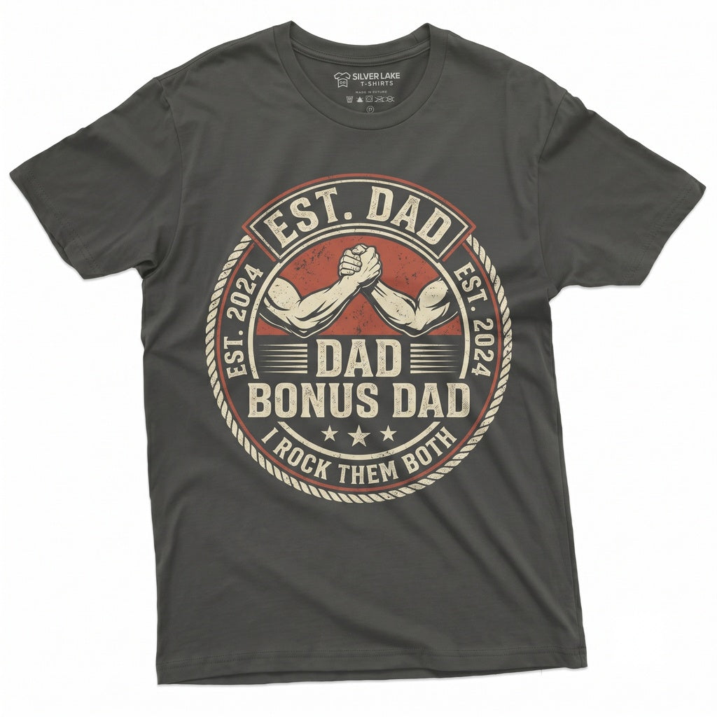Funny Bonus Dad Mens Gift Best Stepdad Fathers Day Present From Daughter Step Father Graphic Apparel Unisex TShirt