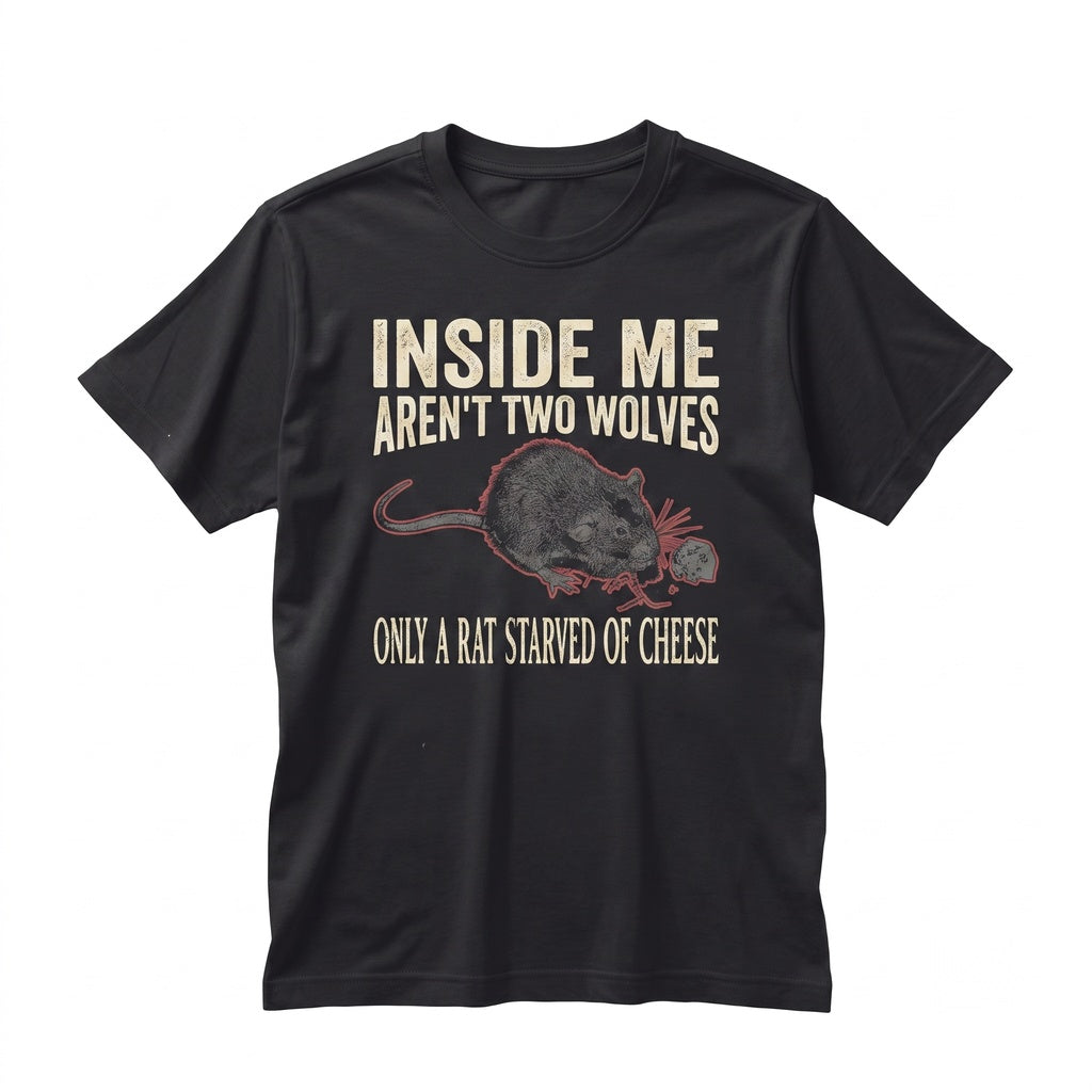 Only a Rat Starved of Cheese Vintage Illustration Funny Rodent Graphic Cotton Unisex TShirt