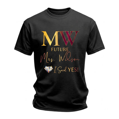 Custom Future Mrs Bridal Engagement Gift Personalized Wedding Apparel Unisex TShirt