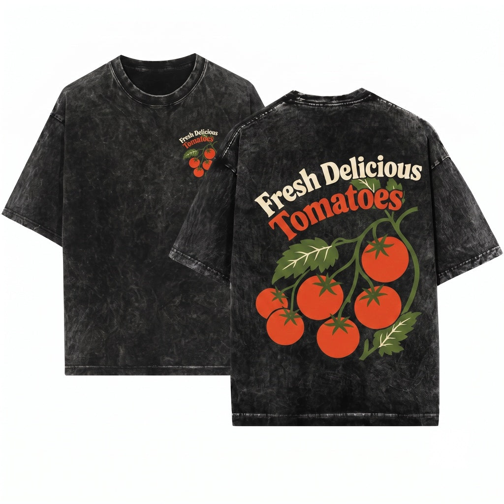 Organic Garden Fresh Tomato Farm Harvest Graphic Apparel Unisex Wash T-Shirt