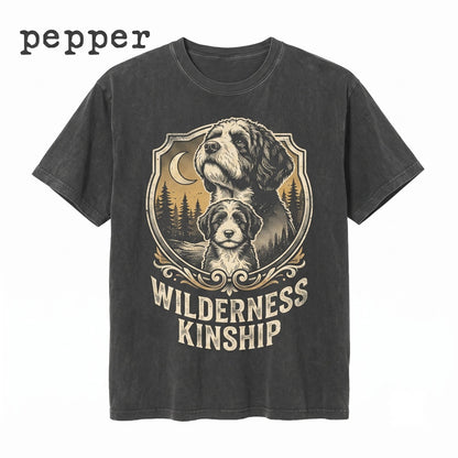 Aussiedoodle Howling at Full Moon Vintage 90s Retro Graphic Dog Mom Gift Unisex TShirt