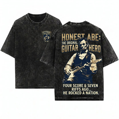 President Abraham Lincoln Guitarist Funny History Music Political Humor Unisex Wash T-Shirt