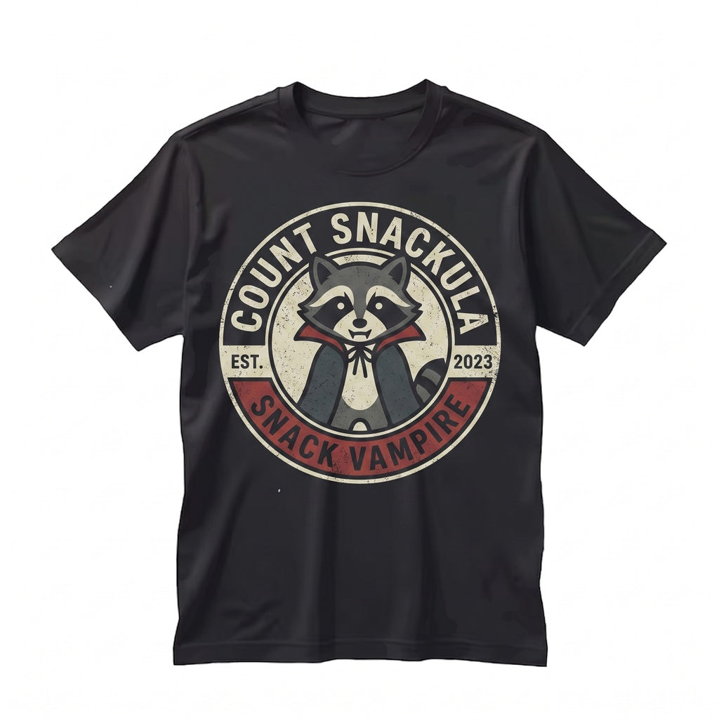 Count Snackula Raccoon Funny Vampire Embroidered 1717 Spooky Season Halloween Foodie Gift Unisex TShirt