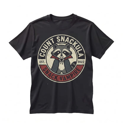 Count Snackula Raccoon Funny Vampire Embroidered 1717 Spooky Season Halloween Foodie Gift Unisex TShirt