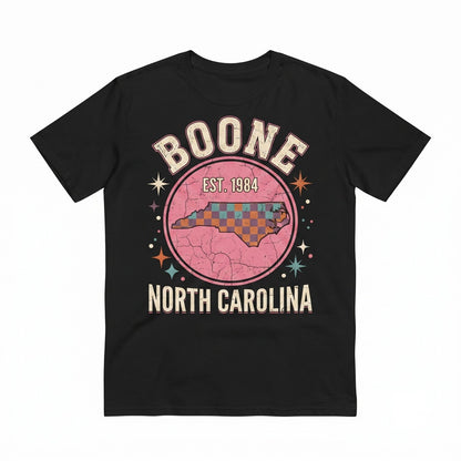 Boone Lightning Bolt Retro 80s Checkered Graphic Top Vintage Aesthetic Unisex TShirt