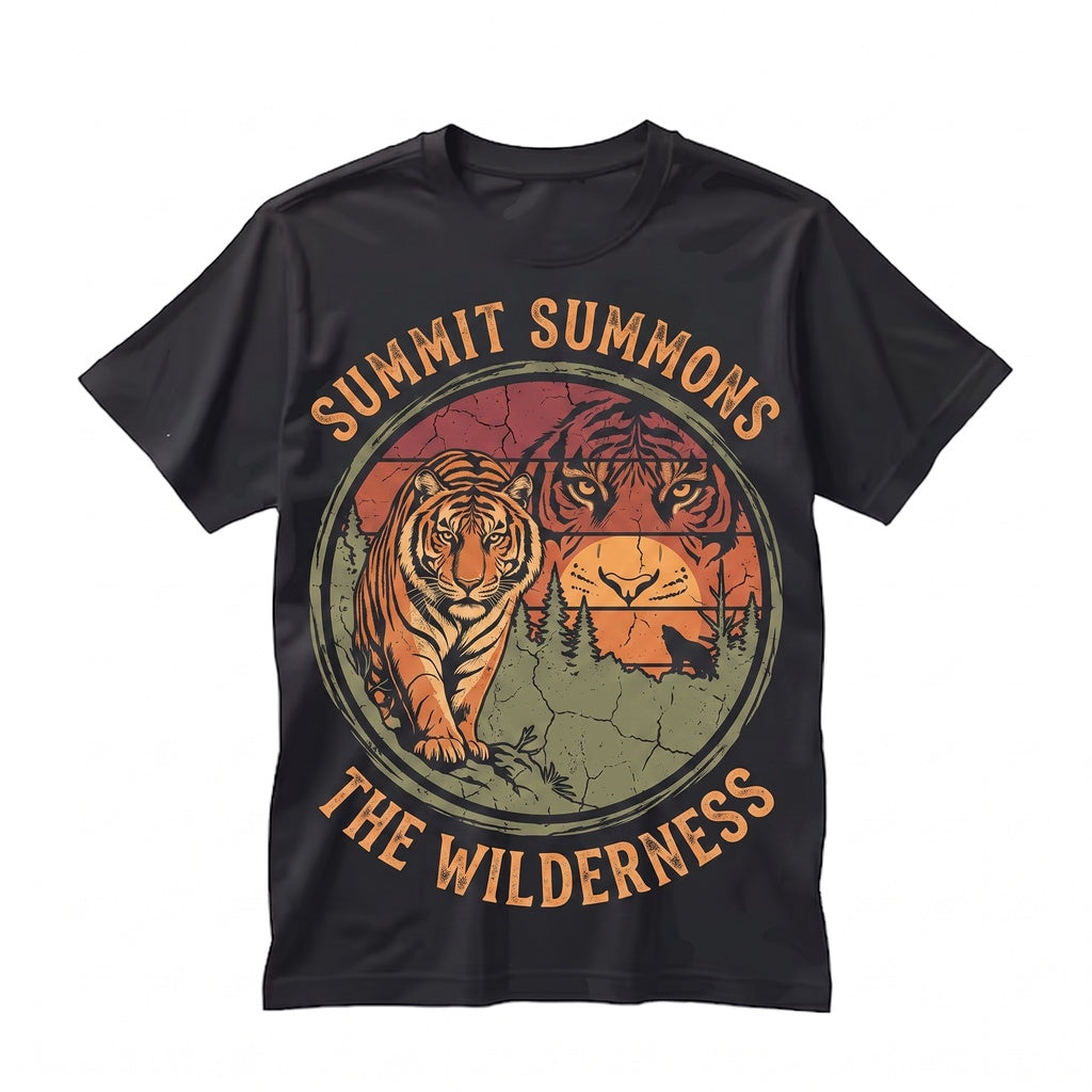 Sunset Tiger 90s Vintage Wildlife Nature Moon Graphic Animal Lover Gift Apparel Unisex TShirt