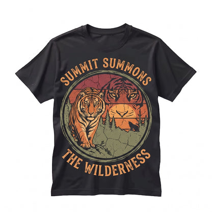 Sunset Tiger 90s Vintage Wildlife Nature Moon Graphic Animal Lover Gift Apparel Unisex TShirt