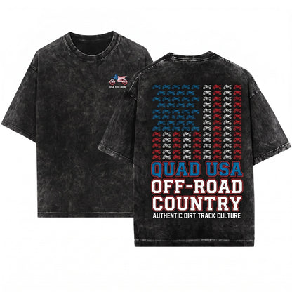 Patriotic American Flag ATV Quad Off Road Rider 4 Wheeler Dad Gift Unisex Wash T-Shirt
