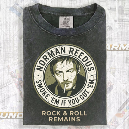Daryl Dixon Norman Reedus Middle Finger Graphic Vintage 90s Rap Merch Retro Washed Black Unisex TShirt