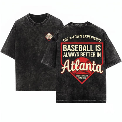 Vintage Atlanta Baseball ATL Game Day Graphic Unisex Wash T-Shirt