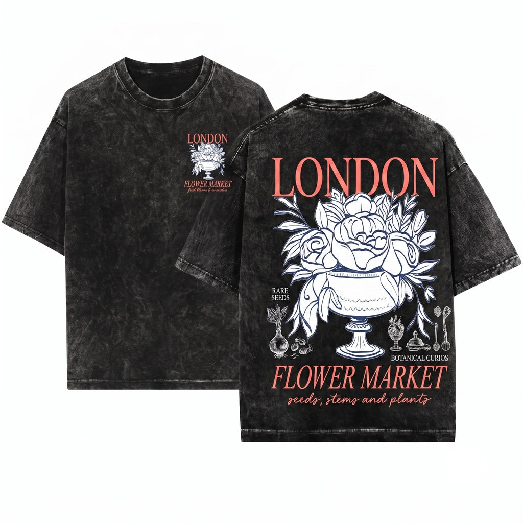 Vintage Floral Paris Soft Cotton Unisex Wash T-Shirt