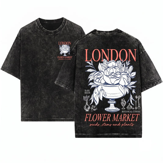 Vintage Floral Paris Soft Cotton Unisex Wash T-Shirt