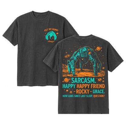 Hail Mary Rocky Alien Graphic Fist Bump Funny Sci-Fi Space Quote Design Fan Gift Unisex Wash T-Shirt
