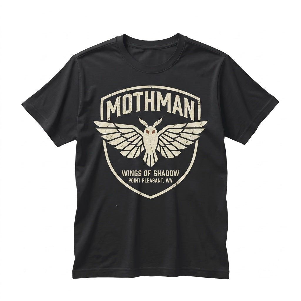 Gothic Mothman Cryptid Dark Fantasy Horror Paranormal Monster Red Letter Unisex TShirt