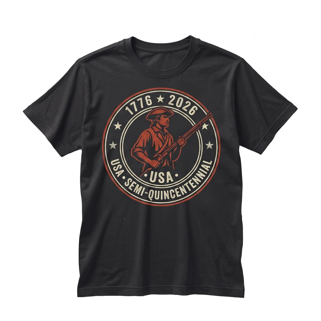 America 250th Anniversary USA 1776-2026 Casual Patriotic 4th of July Revolutionary Soldier Graphic Top, Unisex TShirt