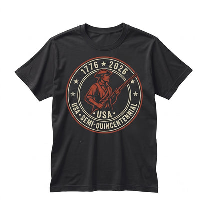 America 250th Anniversary USA 1776-2026 Casual Patriotic 4th of July Revolutionary Soldier Graphic Top, Unisex TShirt