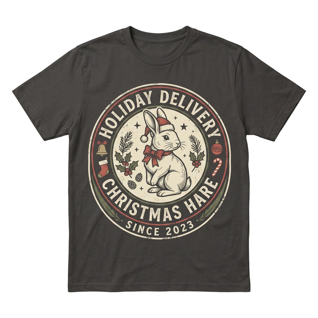 Three Festive Christmas Bunnies Vintage Holiday Rabbit Graphic Gift for Animal Lovers Unisex TShirt