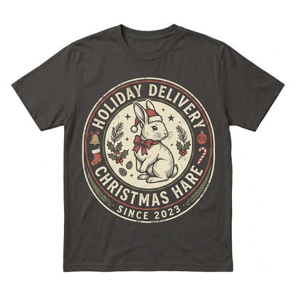 Three Festive Christmas Bunnies Vintage Holiday Rabbit Graphic Gift for Animal Lovers Unisex TShirt