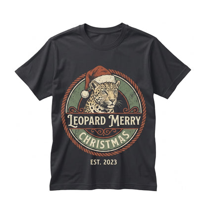 Vintage Merry Christmas Sweatshirt Leopard Print Santa Hat Festive Cozy Winter Pullover Women Holiday Crewneck Sweater Unisex