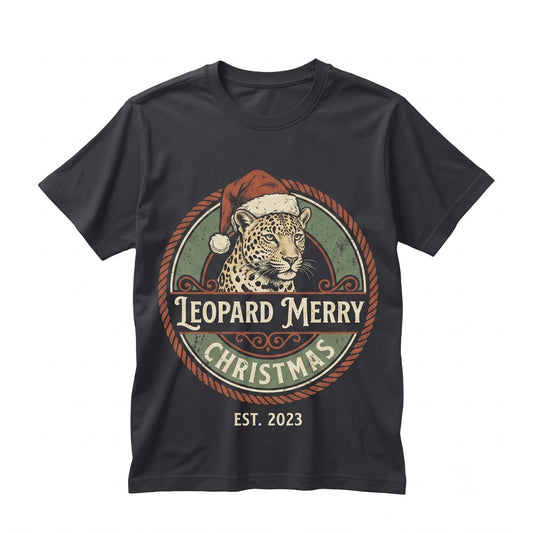 Vintage Merry Christmas Sweatshirt Leopard Print Santa Hat Festive Cozy Winter Pullover Women Holiday Crewneck Sweater Unisex