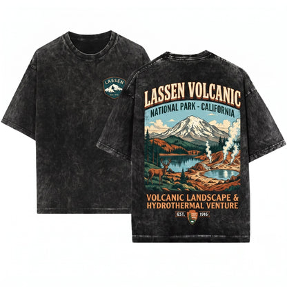 Vintage Lassen Volcanic National Park California Mountain Hiking Nature Outdoor Adventure Gift Unisex Wash T-Shirt