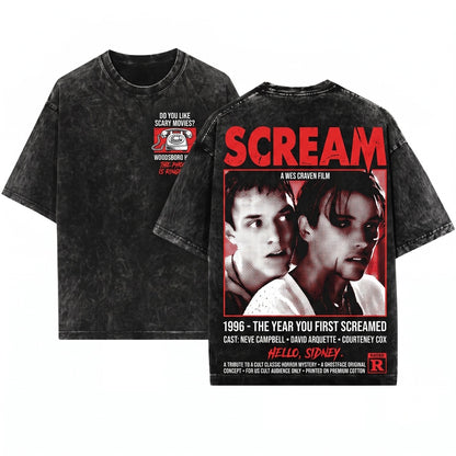 Halloween Ghost Slasher Horror Film Spooky Graphic Unisex Wash T-Shirt