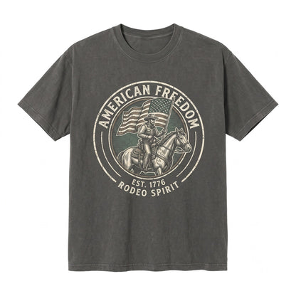 America Semiquincentennial Patriotic Front Back Flag 4th of July Western Cowboy Graphic Apparel Unisex TShirt