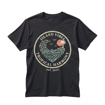 Vintage Retro Beach Sunset Heart Graphic Summer Vibes Cotton Vacation Unisex TShirt