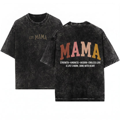 Retro Collegiate Mama Vintage Family Top Unisex Wash T-Shirt