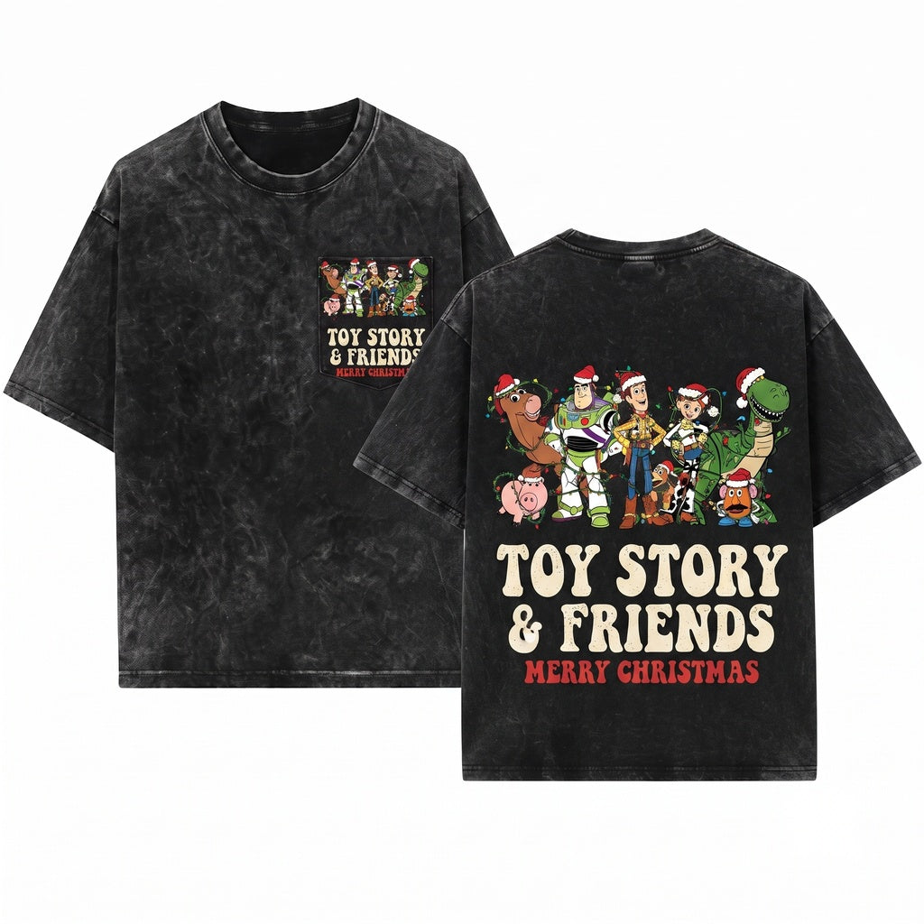 Merry Christmas Toy Story Sweatshirt Holiday Woody Buzz Friends Trip Unisex Wash T-Shirt