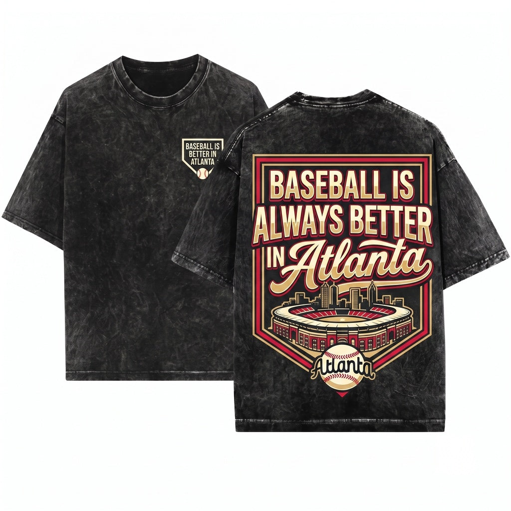 Vintage Atlanta Baseball ATL Game Day Graphic Unisex Wash T-Shirt