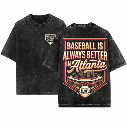 Vintage Atlanta Baseball ATL Game Day Graphic Unisex Wash T-Shirt