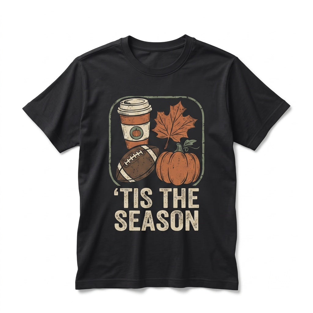 Tis The Season Football Game Day Pumpkin Coffee Autumn Fall Unisex TShirt