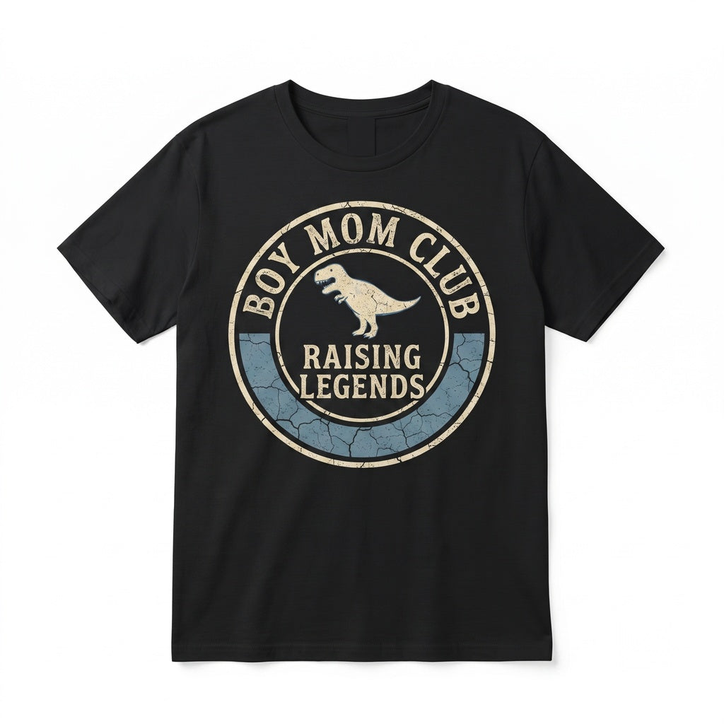 Boy Mom Club Raising Legends Retro Striped Dinosaur Mama Gift Unisex TShirt