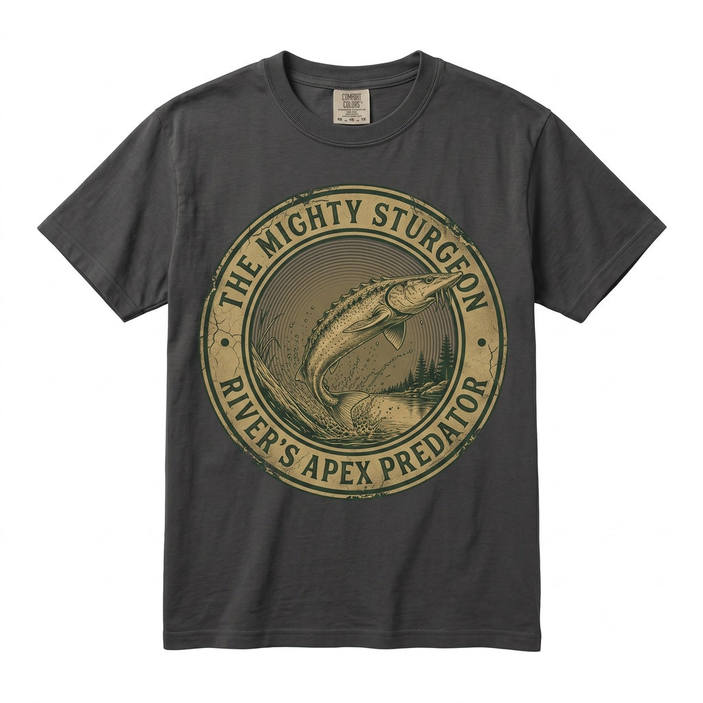 Vintage 90s Sturgeon Fish Retro River Monster Graphic Artistic Lake Nature Aesthetic Fisherman Apparel Unisex TShirt