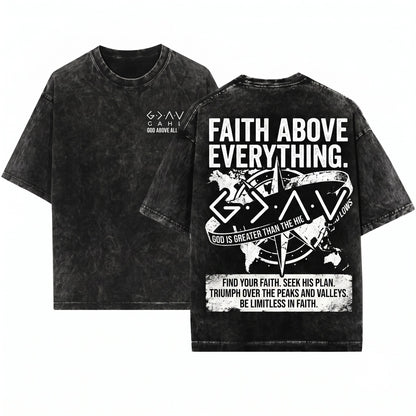 God Is Greater Graphic Christian Faith Jesus Praise Religion Gospel Scriptures Vintage Unisex Wash T-Shirt