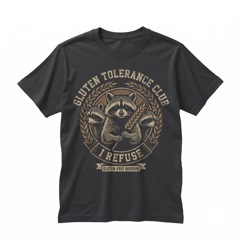 I Refuse To Tolerate Gluten Raccoon Funny Celiac Awareness Graphic Apparel Unisex TShirt