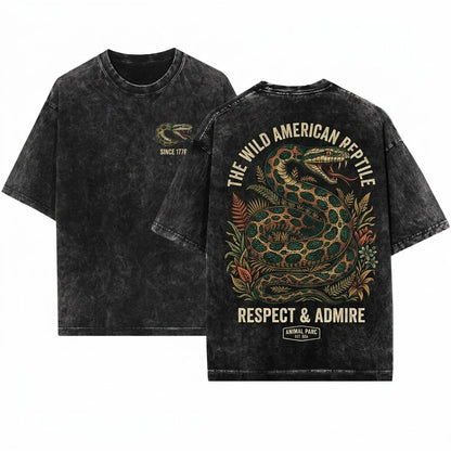Vintage Snake Python Gothic Nature Wildlife Boho Reptile Distressed Unisex Wash T-Shirt