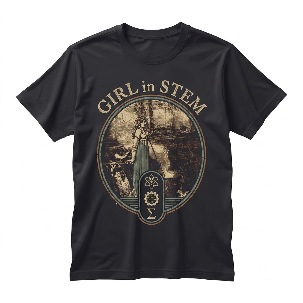 Girl in STEM Retro Witchy Science Cauldron Graphic Apparel Unisex TShirt