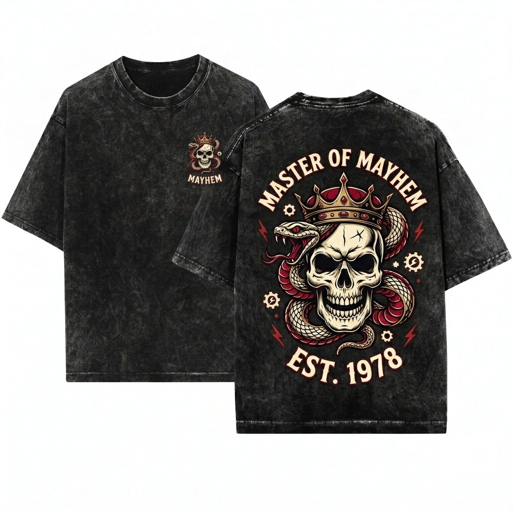 Father Mother Toddler Matching Family Skull Snake Tattoo Style Mayhem Unisex Wash T-Shirt